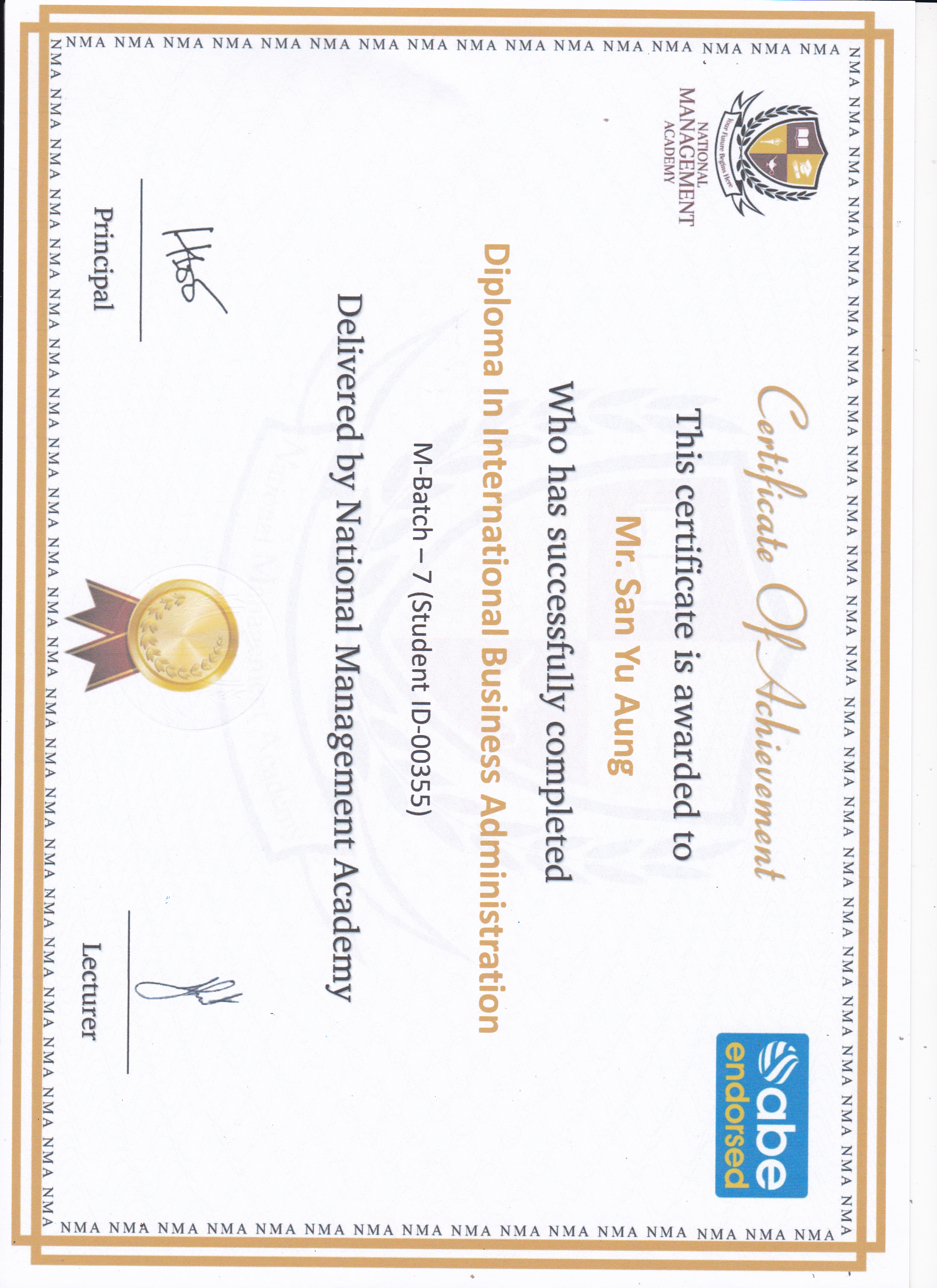 Certificatd Of Achievement